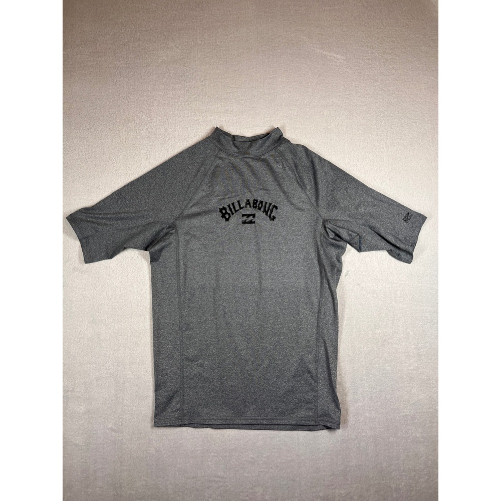 Billabong Mens UVSurf Rash Guard Gray Short Sleeve UPF 50+ Surf Shirt Large